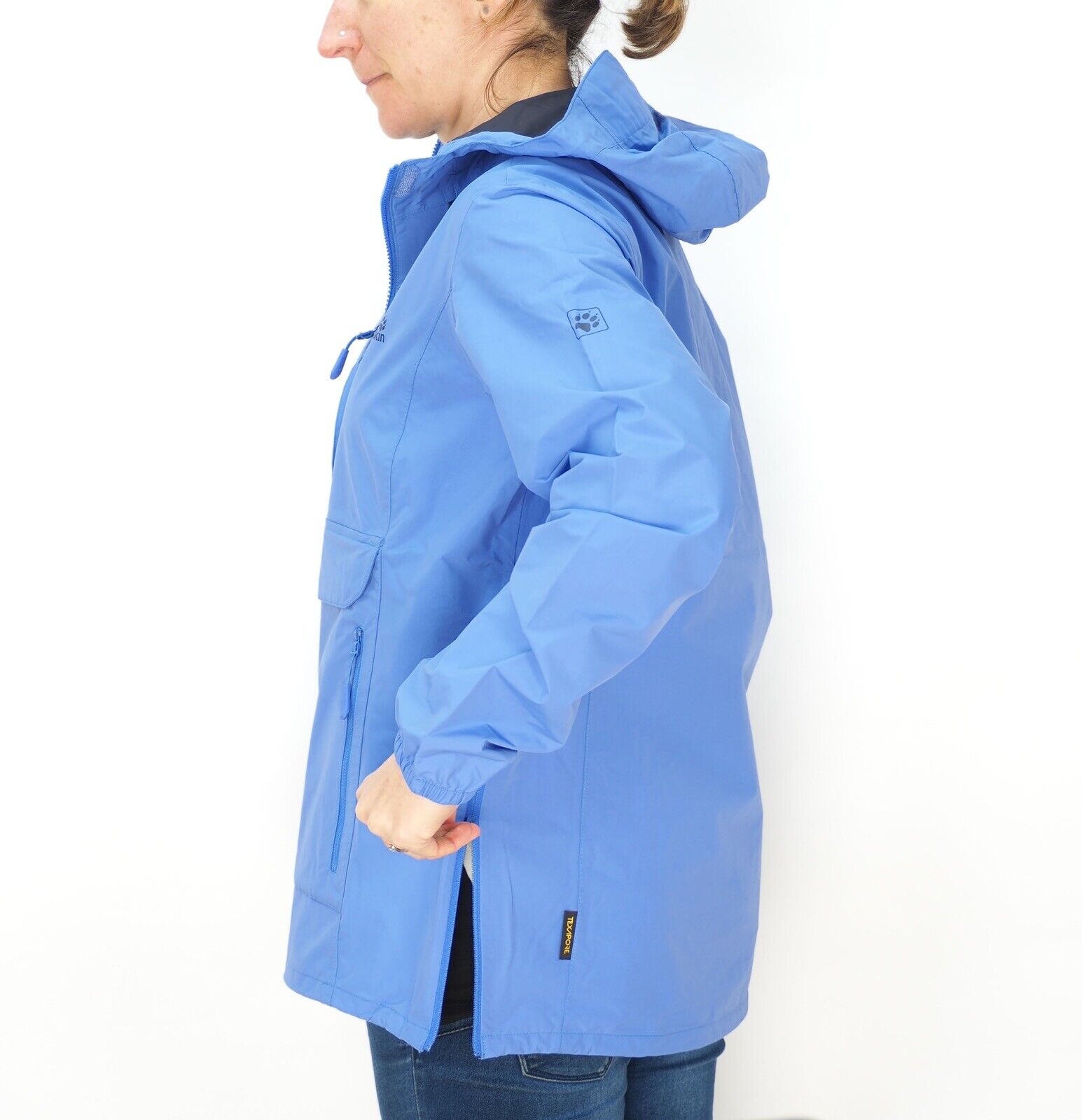 Womens Jack Wolfskin Cloudburst Smock 1108642 Baja Blue Waterproof Hooded Jacket