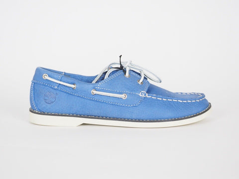 Junior Boys Timberland Classic 2 Eye 1497A Blue Leather Deck Boat Shoes