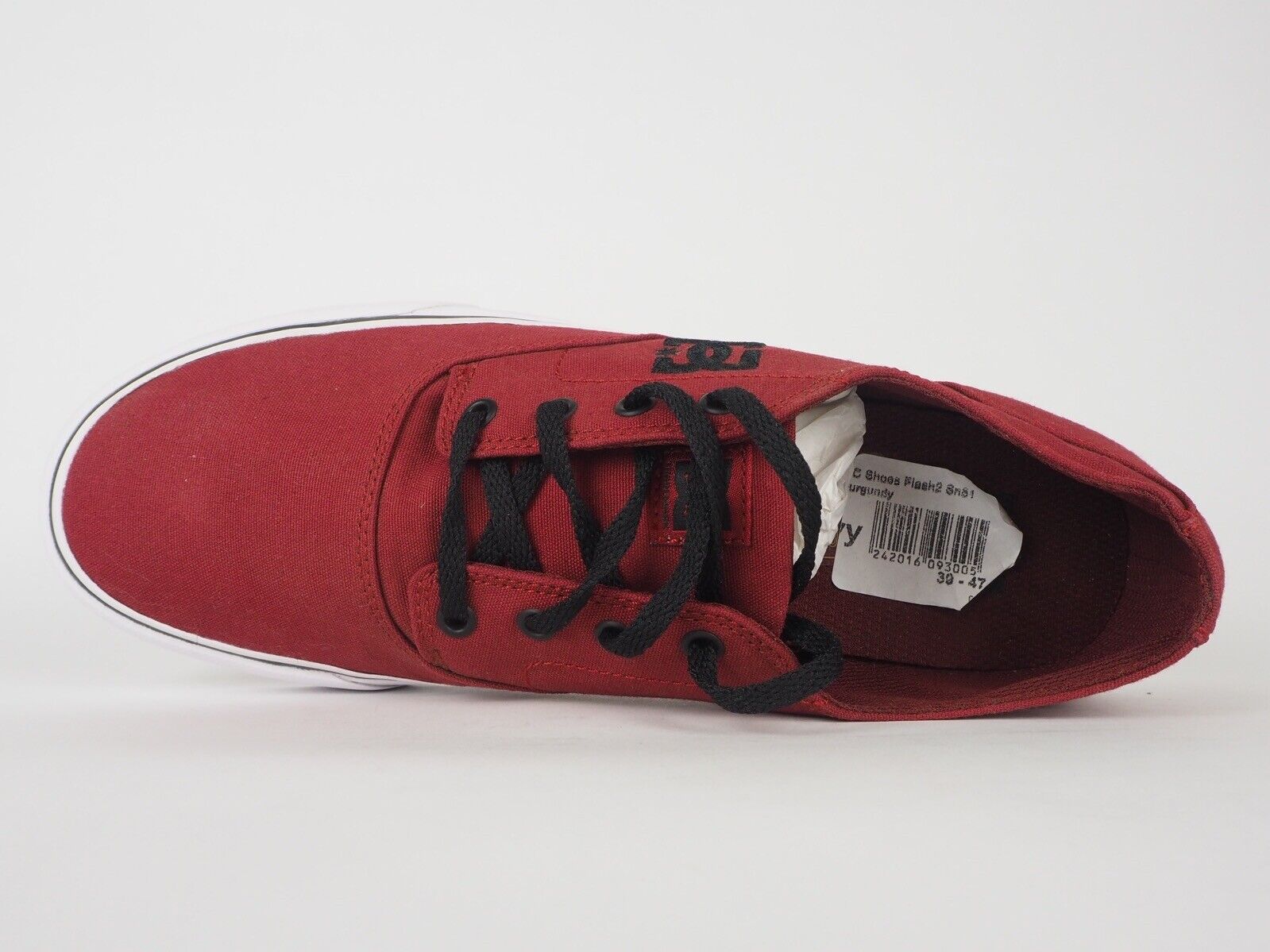 Mens DC Trainers Flash 2 Burgundy Canvas Lace Up Trainers UK 7 EU 40.5