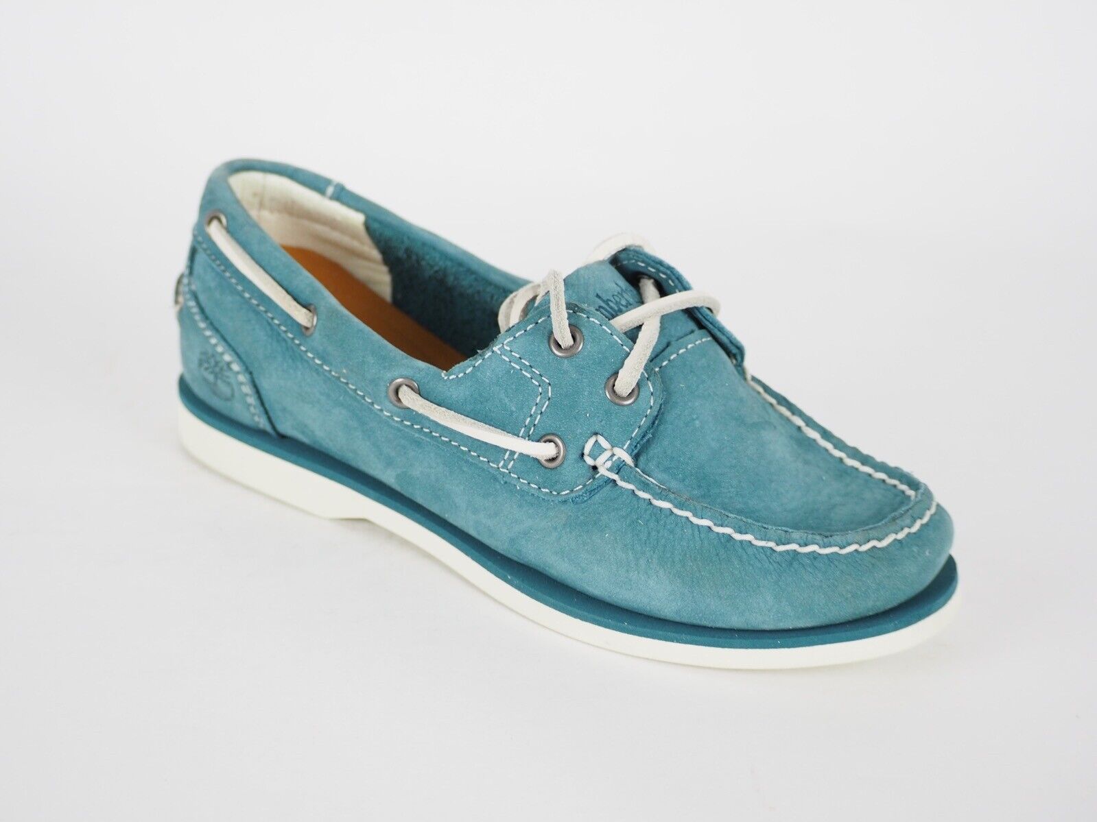 Ladies Timberland Classic Unlined 3936R Teal Leather Slip On Boat Casual Shoes