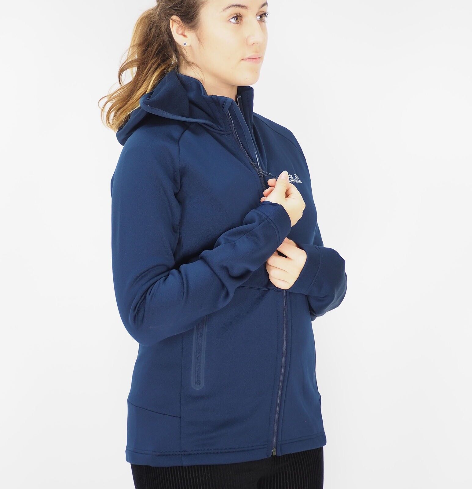 Womens Jack Wolfskin Andean Plateau 1704741 Midnight Blue Full Zip Hooded Jacket