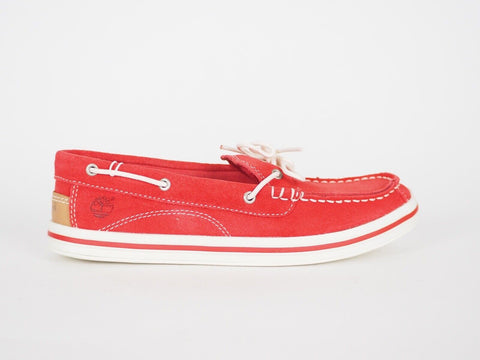 Junior Boys Timberland 7292R Red Suede 1 Eye Deck Boat Shoes