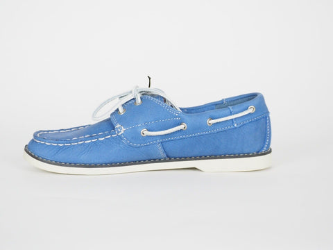 Junior Boys Timberland Classic 2 Eye 1497A Blue Leather Deck Boat Shoes