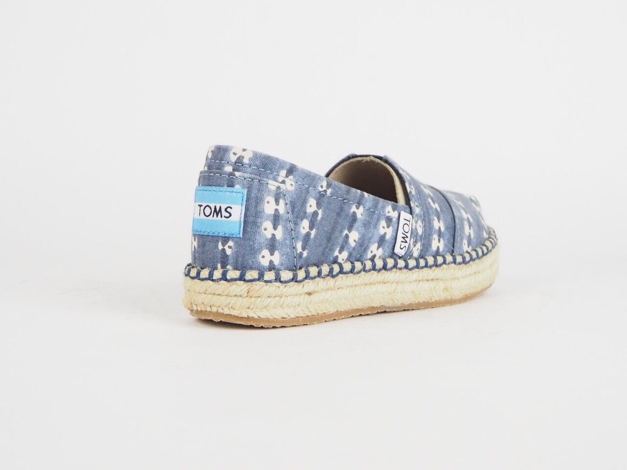 Kids Toms Deconstructed Alpargata Navy Batik Flats Slip On Trainers Uk K11