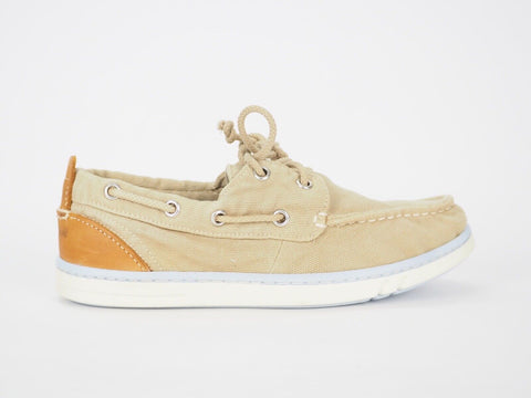 Juniors Timberland Hookset A172O Beige Handcrafted Soft Low Casual Boat Shoes