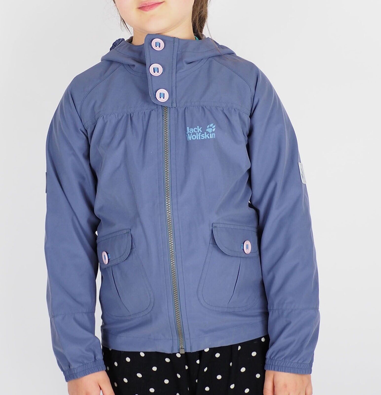 Girls Jack Wolfskin Stormwalk 1603651 Shady Blue Windproof Breathable Jacket