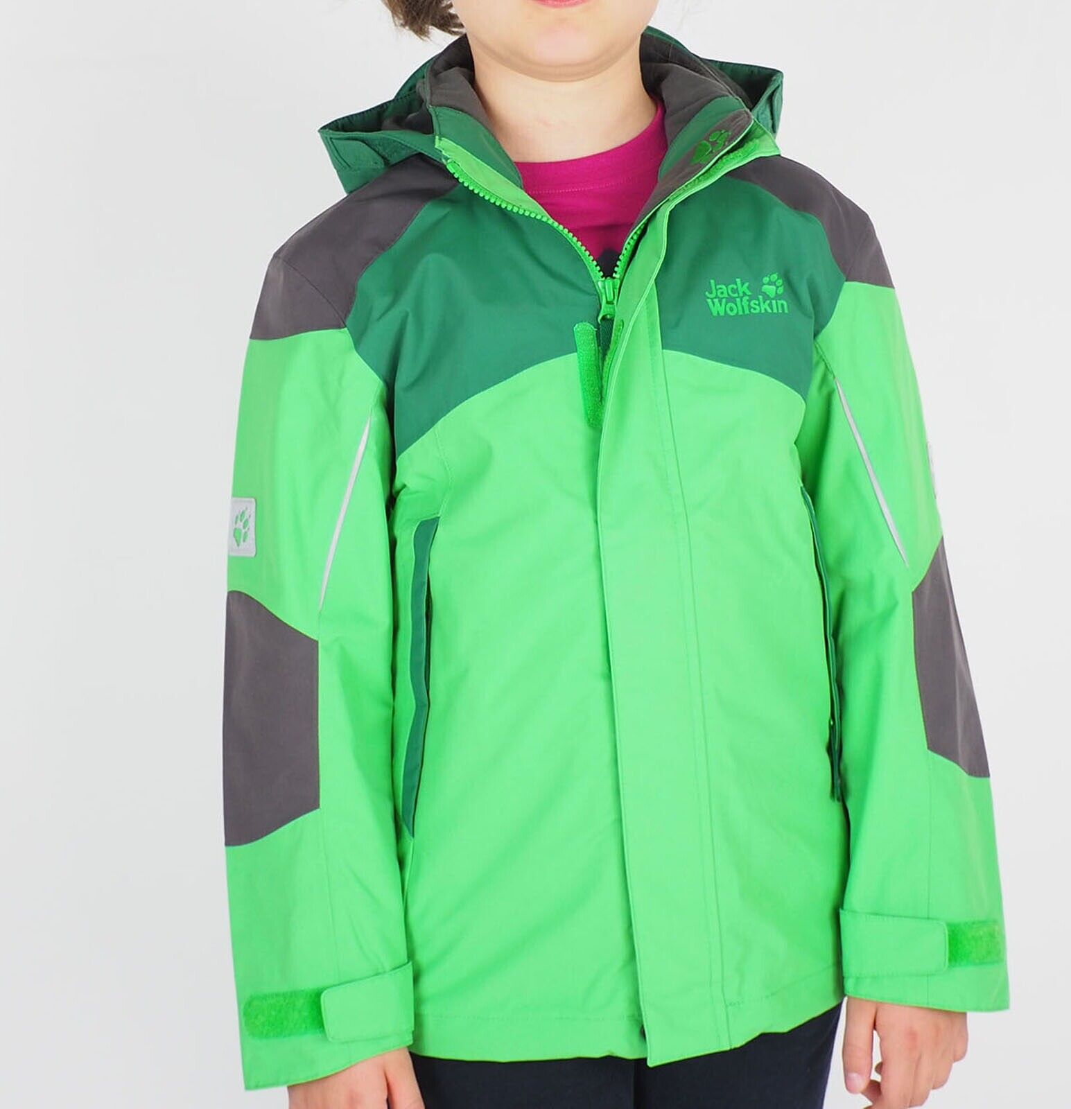 Kids Unisex Jack Wolfskin Twister II Texapore 1604751 Seagrass Jacket