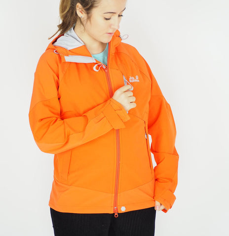 Womens Jack Wolfskin Gravity Flex 1302961 Flame Orange Zip Up Hooded Jacket