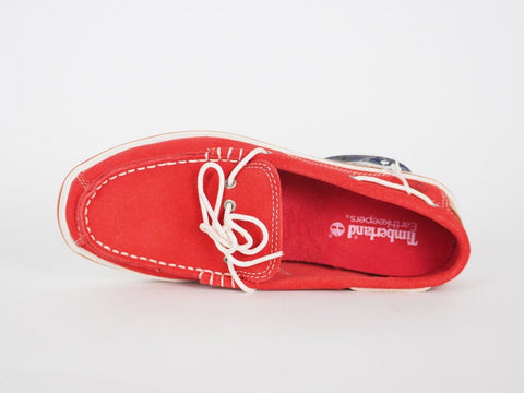 Junior Boys Timberland 7292R Red Suede 1 Eye Deck Boat Shoes