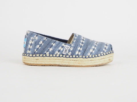 Kids Toms Deconstructed Alpargata Navy Batik Flats Slip On Trainers Uk K11