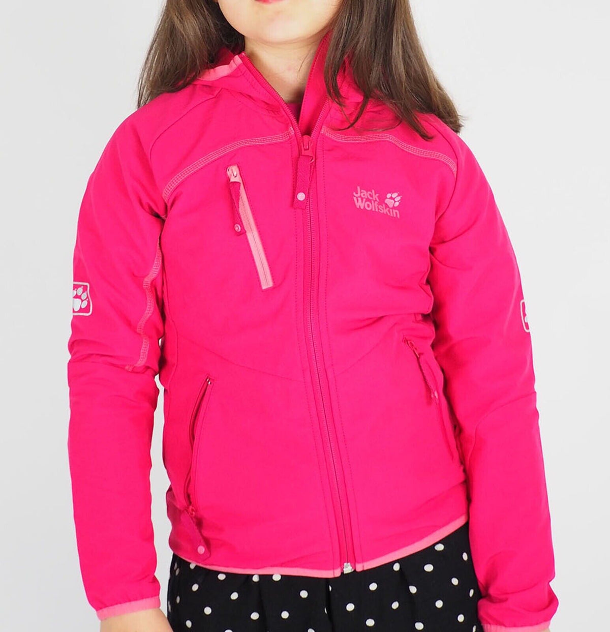 Girls Jack Wolfskin Rock Me Softshell 1604851 Azalea Red Water Repellant Jacket