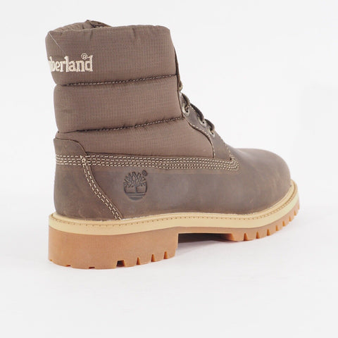 Junior Boys Timberland Premium 6 Inch Quilt A1I2Y Olive Leather Walking Boots