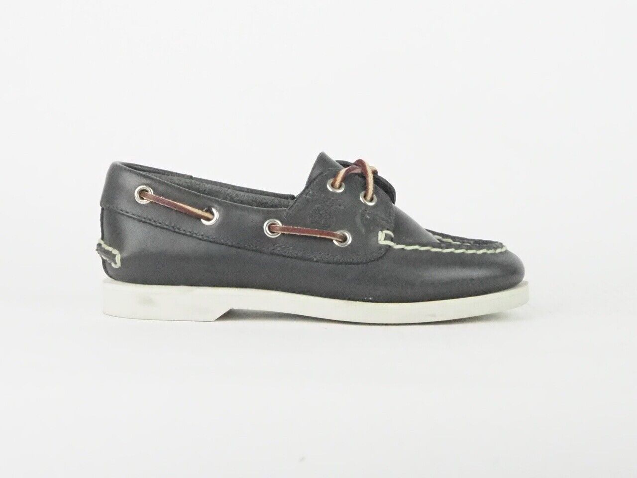 Kids Timberland Classic 2 Eye Boat 25732 Navy Blue Leather Slip On Shoes 