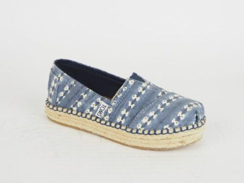 Kids Toms Deconstructed Alpargata Navy Batik Flats Slip On Trainers Uk K11 - London Top Style