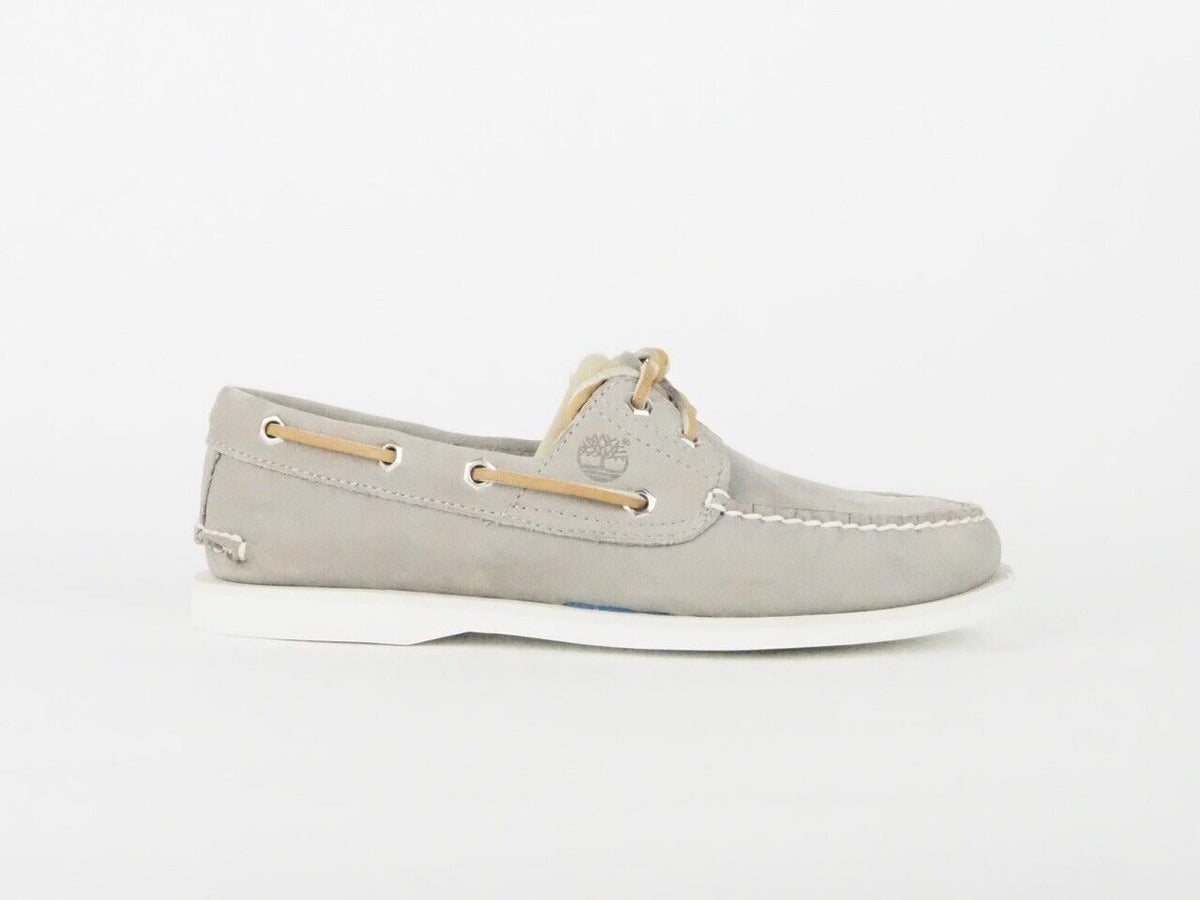 Mens Timberland Classic 2 Eye A17SL Grey Leather Slip On Boat Shoes