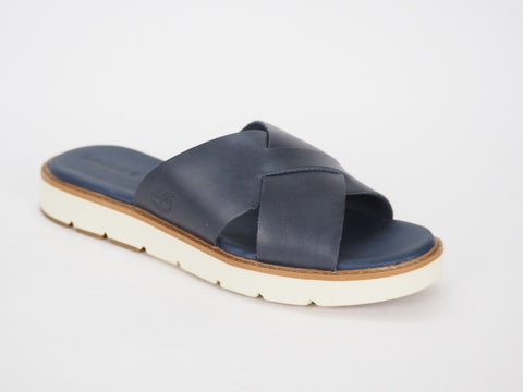 Womens Timberland Bailey Park X Strap A14R3 Navy Blue Leather Summer Sliders