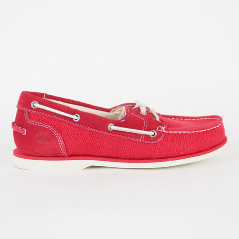 Womens Timberland Classic A14LV Red Leather 2 Eye Lace Up Casual Boat Shoes