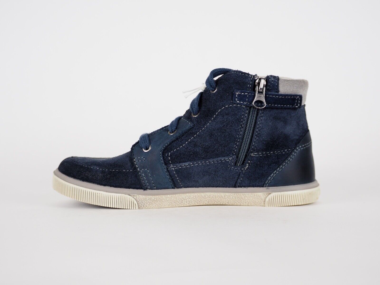 Boys Timberland 5976R Navy Leather Suede Zip Up Ankle Boots