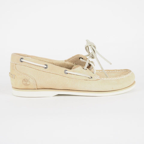 Womens Timberland Classic 2 Eye 3941R Cream Leather Lace Up Boat Shoes UK 3.5