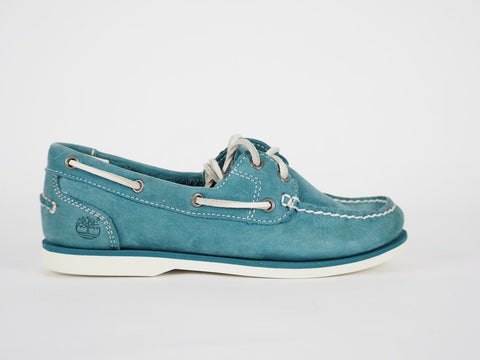 Womens Timberland Classic Unlined 3936R Teal Leather Slip On Boat Shoes