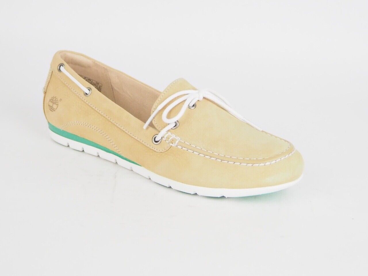 Womens Timberland Ek Harbrside 1 Eye 8419B Beige Leather Boat Slip On Shoes - London Top Style