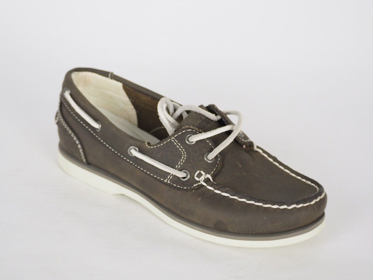 Womens Timberland Classic 3945R Ash Brown Leather 2Eye Casual Lace Up Boat Shoes