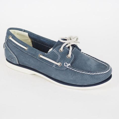 Womens Timberland Lacivert 3937R Blue Leather 2 Eye Laced Casual Boat Shoes