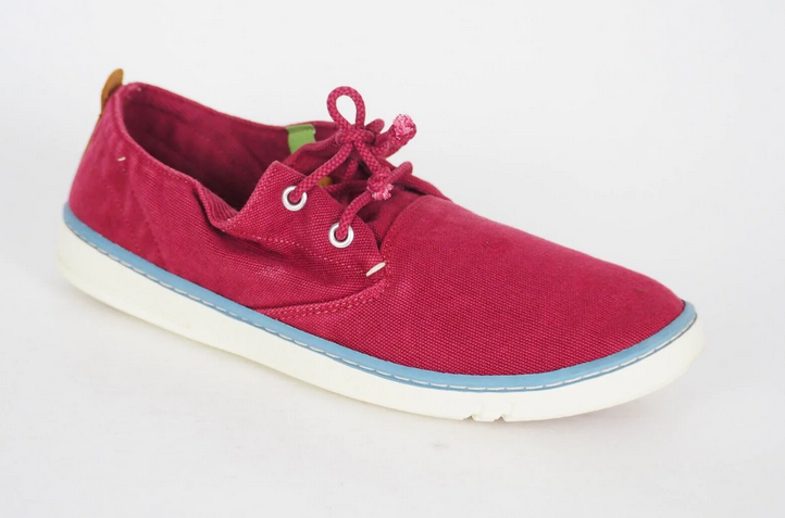 Mens Timberland EK Handcrafted 5311A Shoes Burgundy Lace Flat Canvas Trainers