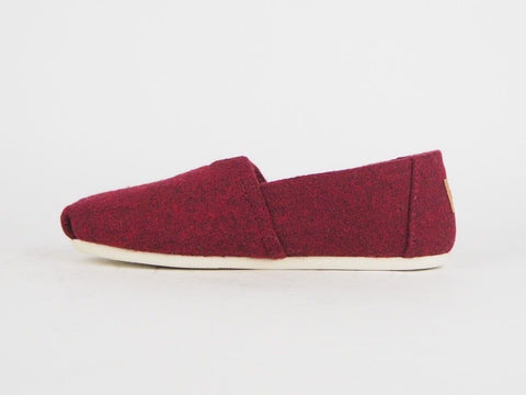 Womens Toms Classic Burgundy Faux Shearling Flats Slip On Ladies Trainers Uk 3.5 - London Top Style