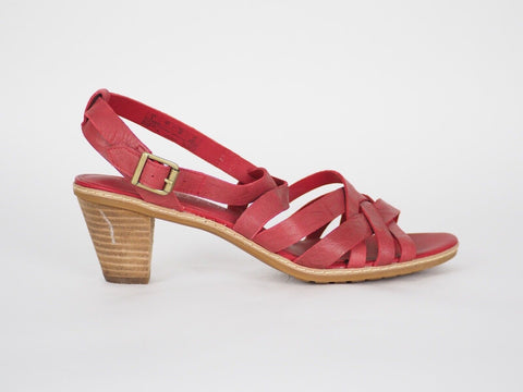 Womens Timberland EK 27690 Red Leather High Heel Summer Casual Strappy Sandals