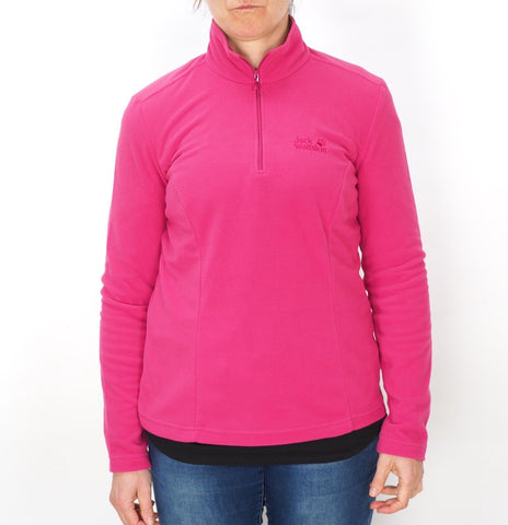 Womens Jack Wolfskin Gecko 17553 Azalea Red Half Zip Pullover Fleece Sweatshirt - London Top Style