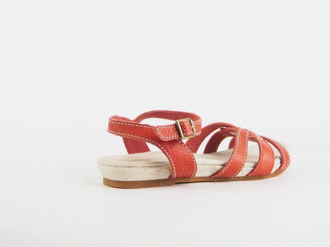 Womens Timberland Ek Narragansett 8216R Red Leather Ankle Strap Sandals