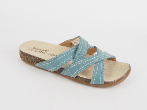 Womens Timberland Earthkeepers 3859R Blue Leather Slipers Slips On Sandals