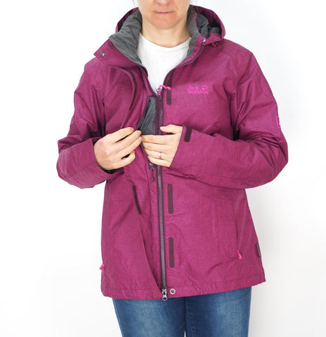 Womens Jack Wolfskin Texapore Hea 5008641 Dark Berry Waterproof Hiking Jacket - London Top Style