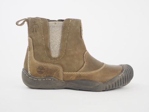Junior Boys Timberland Crown PT 32925 Taupe Leather Zip Up Chelsea Boots