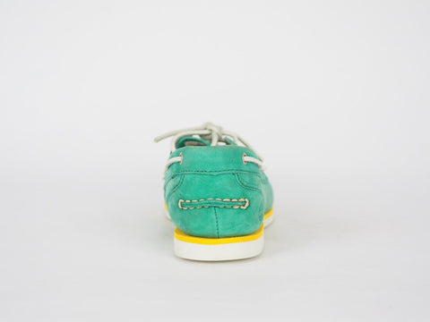 Womens Timberland Classic 8858R Teal Leather 2 Eye Lace Up Casual Boat Shoes