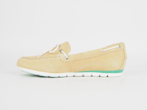 Womens Timberland Ek Harbrside 1 Eye 8419B Beige Leather Boat Slip On Shoes - London Top Style