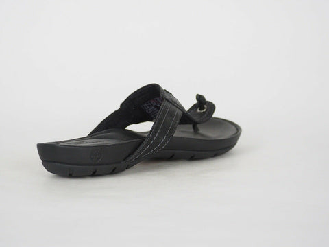 Womens Timberland EK 8108R Black Leather Sliders Casual Summer Thong Flip Flops - London Top Style