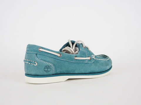 Womens Timberland Classic Unlined 3936R Teal Leather Slip On Boat Shoes