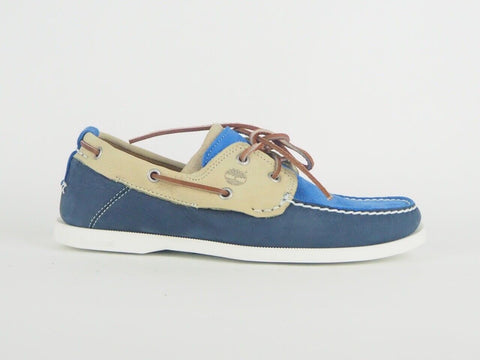 Mens Timberland Hert 2 Eye TB06936A Tan Blue Leather Lace Up Casual Boat Shoes