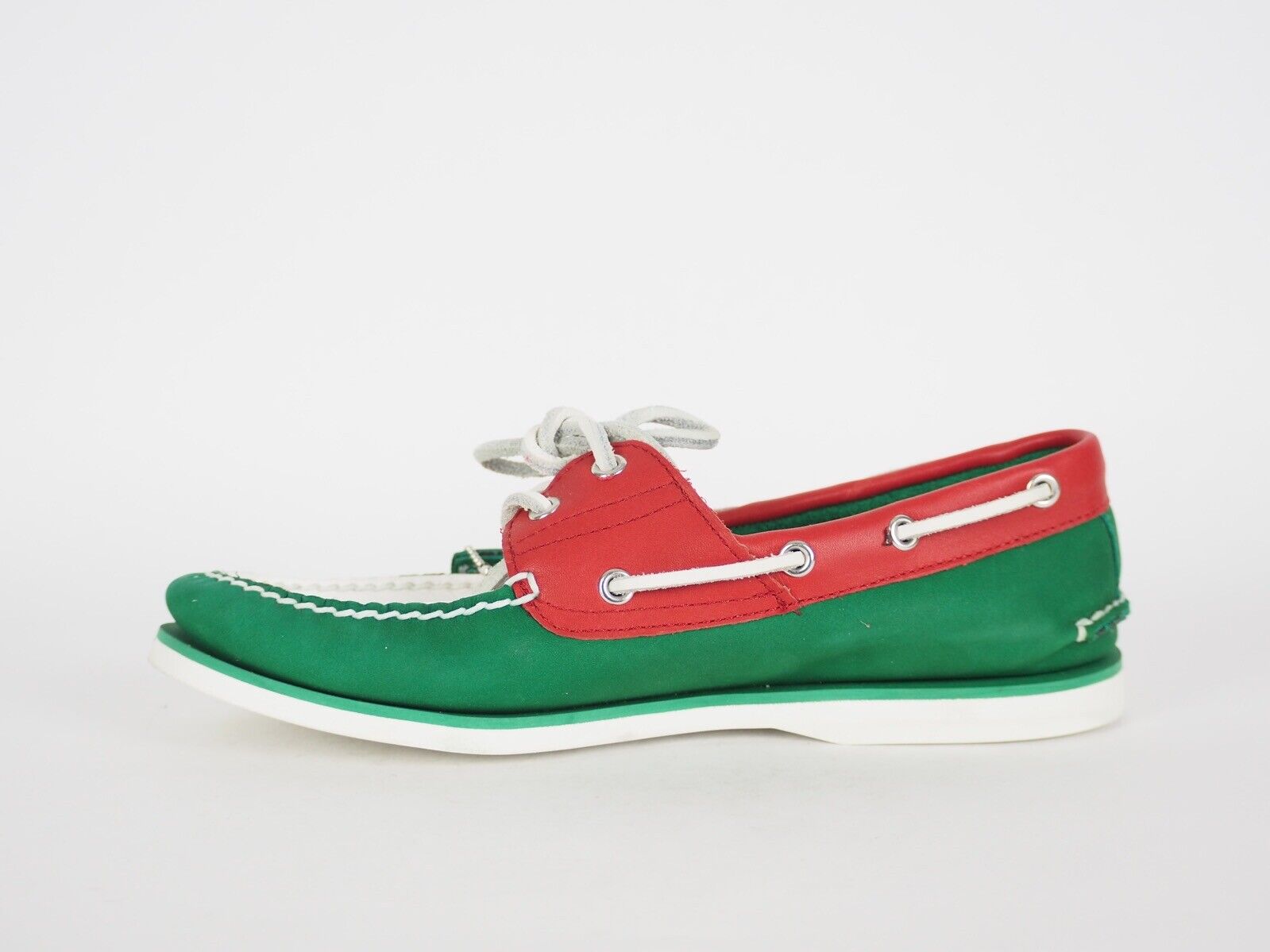 Mens Timberland Classic LimitedE A1546 Red Green Leather Laced Casual Boat Shoes