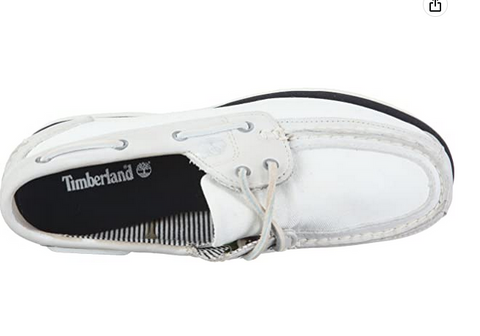 Womens Timberland Classic 2 Eye 24674 White Fabric Boat Casual Ladies Shoes