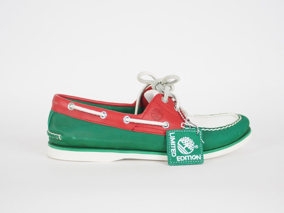 Mens Timberland Classic LimitedE A1546 Red Green Leather Laced Casual Boat Shoes