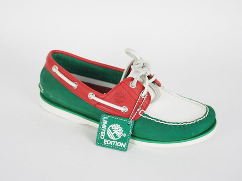 Mens Timberland Classic LimitedE A1546 Red Green Leather Laced Casual Boat Shoes