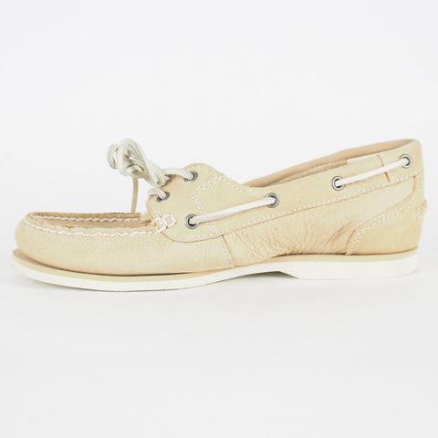 Womens Timberland Classic 2 Eye 3941R Cream Leather Lace Up Boat Shoes UK 3.5