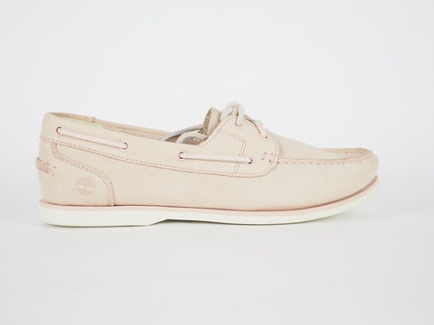 Womens Timberland Classic 2 Eye A1JJD Pale Pink Leather Slip On Boat Shoes - London Top Style