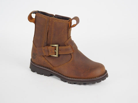 Infants Timberland Asphalt 1382R Dark Brown Leather Side Zip Warm Chelsea Boots