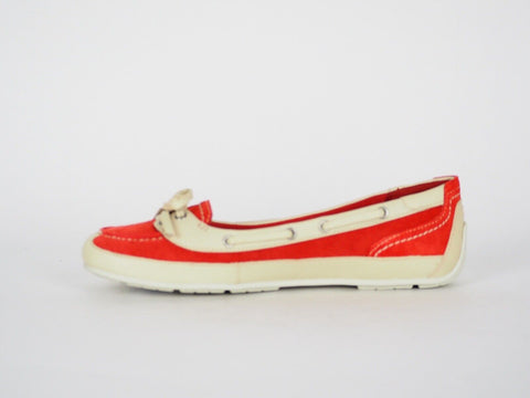 Womens Timberland EK Boothbay 3912R Red Suede Leather Slip On Boat Shoes - London Top Style