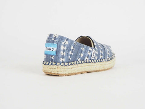 Kids Toms Deconstructed Alpargata Navy Batik Flats Slip On Trainers Uk K11 - London Top Style