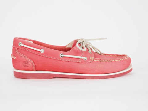 Womens Timberland Classic 8866R Red Leather Casual 2 Eye Boat Deck Shoes UK 6